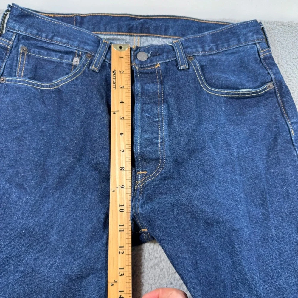 Levis 501 Original Mens Dark Wash Straight Leg Button Fly‎ Jeans W34 L34